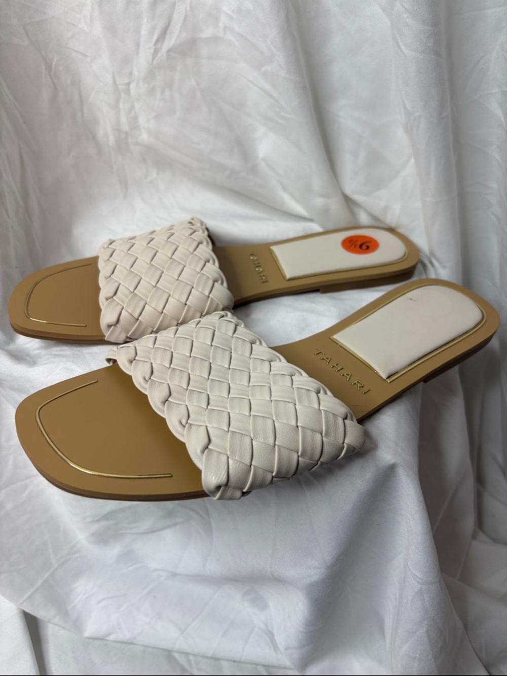 Tahari Ivory Braided Slide Sandals
